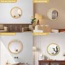 Decorative Rattan Wall Mirror, Boho Bathroom Modern Makeup Mirror, Rustic Wall Bohemia Mirrors for Bedroom, Living Room, Vanity Versatile Farmhouse, Nursery, Bathroom, 24"x24", Round