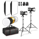 NEEWER S102-400W PRO Flash Lighting Kit (2 Pack) with 2X 2.4G Trigger, 2X Photography Light Stand, 2X Softbox, 5 in 1 Reflector, Bag, 400Ws GN62 5600K 30W LED Modeling Lamp Bowens Mount Silent Fan