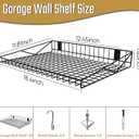 4 Pack Garage Wall Shelf, Garage Wall Mounted Shelving, Heavy Duty Floating Shelves With 8 Hooks, Loads 180 LBS Black Wall Shelves Mesh Storage Rack for Office, Basement, Wall Cabinet and Kitchen