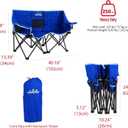 SUNNYFEEL Kids Folding Double Camping Chair, Portable Kids Camping Chairs 2 Seat Chair, Blue Padded Foldable Lawn Chairs with Cup Holder for Beach/Outdoor/Travel/Picnic, Foldable Camp Chairs 2 Person, Large