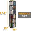 SpaceAid 6 Tier Rotating Bookshelf Tower, Bamboo Spinning Book Shelf, Revolving 360 Bookcase Storage Swivel Round Carousel, Vertical Rotate Turning Spiral Corner Organizer, Black 67.5" H