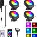 T-SUN Pond Lights LED Underwater 16M Colors with App and Remote, Submersible Fountain Light with Timer and Dimmable, Music Sync, Outdoor Spotlights for Koi Pond, Garden, Yard (Set of 4)