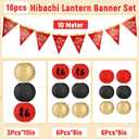 Party greeting Hibachi Lantern Banner Set 16 Pcs Hibachi Party Decorations Red Black Gold Japanese Lantern Chinese Banner for Hibachi Sushi Asian Chinese Japanese Party Decor Decoration Supplies