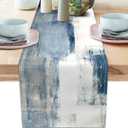 White Gray Table Runners Modern Art Farmhouse Linen Table Runners Dresser Scarves Retro Rustic Style for Party Kitchen Dining Table Coffee Holiday Party Decor (13"x 90")