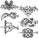 Syhood 6 Pieces Retro Silver Viking Celtic Alloy Hair Clips - Hair Accessories for Women Girls