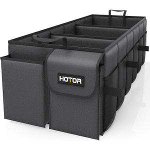 HOTOR Trunk Organizer for Car - Car Organizer, Foldable Trunk organizer for SUVs & Sedans, Sturdy Organization for Car Accessories, Tools, Sundries, Black, 3 Compartments, 31.9"12.6"10.6"