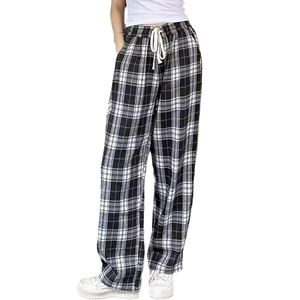 Women's Lounge Pants Plaid Teen Clothes Comfy Baggy Trendy Cute Soft Waist Drawstring with Pockets M
