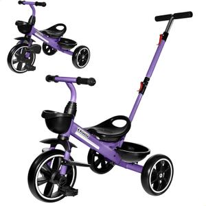 KRIDDO 2-in-1 Toddler Tricycle for Ages 18 Months to 5 Years Old - Extended Push Handle for Effortless Push, Gift Trike for Toddler 3 to 5 Year, Kids Tricycle with Foldable Front Footrest, Purple