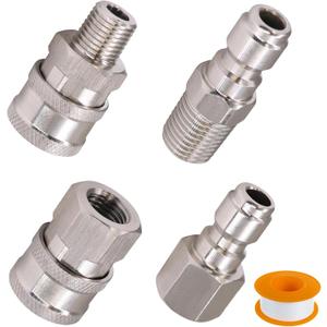 1/4 inch Pressure Washer Quick Connect Fittings, Stainless Steel Power Washer Quick Connect Accessories, Pressure Washer Hose Adapter Fittings for Water Pump, Sprayer,Wand, 5000 PSI
