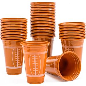 JOYIN 72 Pcs 16oz Football Plastic Cups, Disposable Party Cups Tableware for Football Party, Tailgate Events, Birthday Party Supplies Favors, Football Decorations
