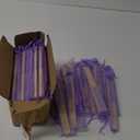 50pcs Paper Hand Fan with Organza Bags Bamboo Handheld Folding Fan DIY Decorative Wedding Party Favors (Light Purple)