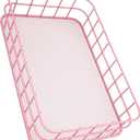 JANKOW Black Metal Wire Cabinet Organizer Storage, Iron Grid Storage, Tray Net Basket Storage for Office, Home Decoration (Pink)