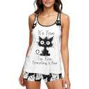 HUNTFAMI Tankinis Swim Suits for Women Two Piece 2025 Summer Womens Bathing Suits Holiday Spring Beachwear Women with Boyshorts, Black Cat