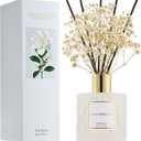 COCORRNA Reed Diffuser - Gardenia 6.7 Fl.oz Reed Diffuser Set with Sticks & Preserved Baby's Breath, Reed Diffuser for Home Bathroom Shelf Decor