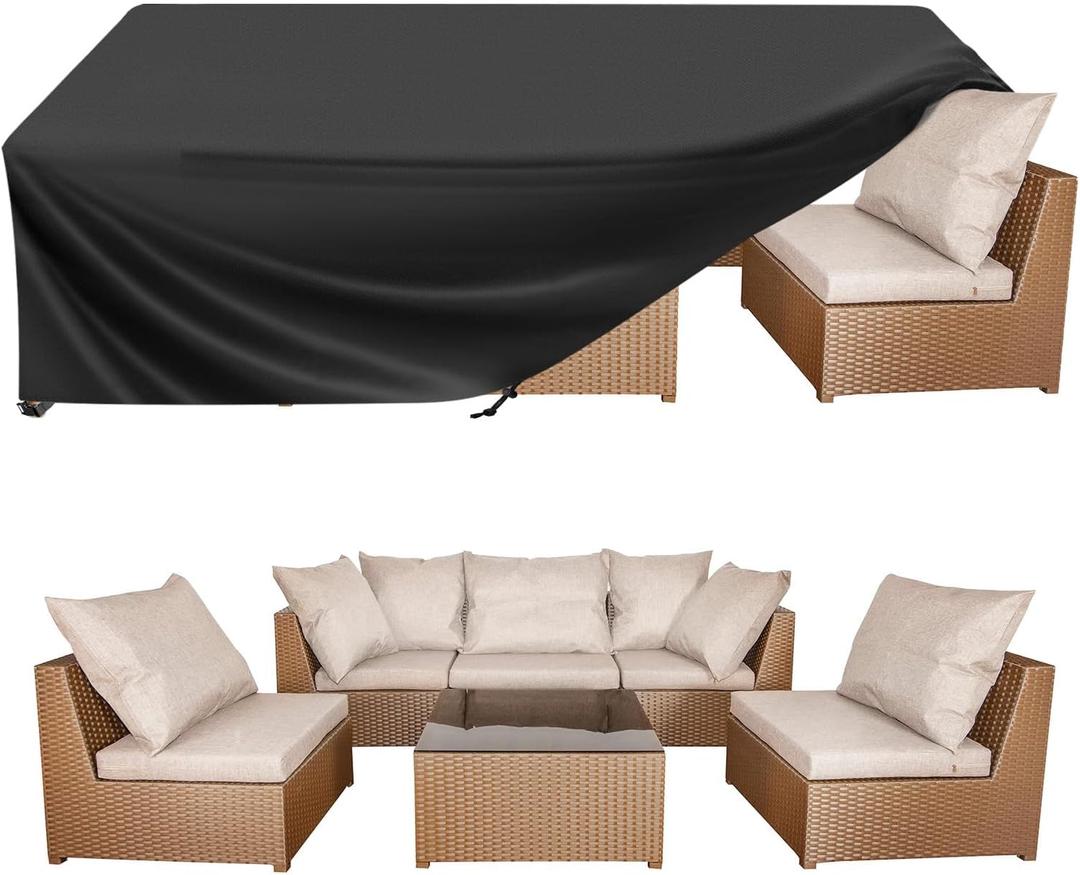BALEINE Patio Furniture Covers, Outdoor Furniture Covers Waterproof, Heavy Duty Oxford Patio Table Cover for Outdoor Table, Chair, Sofa, Desk (Black, 138"L x 86"W x 32"H)