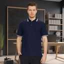 Men's Pique Polo Shirts Short Sleeve Cotton Blend Tipped Casual Collared Polo Shirts Business Classic Fit (Blue, XL)