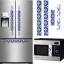 2 x Hahafelt 5 Pcs Chinoserie Refrigerator Door Handle Covers Blue and White Chinoserie Decorations Non-Slip Kitchen Appliance Handle Covers for Fridge Microwave Oven Dishwasher