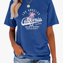 TAKEYAL Women Los Angeles Graphic T Shirts California Letter Print Short Sleeve Tee Loose Casual Tops L