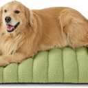 Lesure Cute Orthopedic Dog Bed for Extra Large Dogs, XL Waterproof Chic Flat Pet Beds with Removable Washable Cover, Fuzzy Thick Egg Crate Foam Pet Mat for Indoor Use (44" x 32", Green)