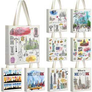 9 Pcs New York Tote Canvas Bags Souvenir Gift Grocery Shopping Tote Bag for Travel Gifts