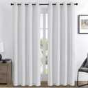 Joydeco 100% Blackout Curtains 96 Inches Long 2 Panels Set, Thermal Insulated Long Curtains& Drapes 2 Burg, Room Darkening Drapes for Bedroom Living Room Window (Pure White, W52 x L96 Inch)
