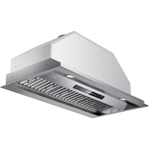 IKTCH 42 inch Built-in/Insert Range Hood 900 CFM, Ducted/Ductless Convertible Duct, Stainless Steel Kitchen Vent Hood with 2 Pcs Adjustable Lights and 3 Pcs Baffle Filters with Handlebar