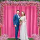 8 x 10ft Hot Pink Backdrop Curtains for Valentine's Day Party Photo Background Curtains Wrinkle Free Drapes for Backdrop Long Curtain for Wedding Bridal Shower Birthday Baby Shower, 2 Panels