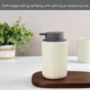 Beige Ceramic Foaming Soap Dispenser, Speckled Rippled 12 oz Bottle with Gray Silicone Pump, Foam Dispenser for Kitchen or Bathroom, Speckled Beige