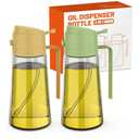 16oz 2-in-1 Oil Dispenser and Sprayer Set of 2 - Olive Oil Spray for Kitchen, Cooking, and Grilling - Pour and Spray Bottle, Ideal Kitchen Gadget