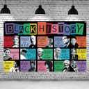 Black History Month Photo Booth Backdrop, Inspirational African American Wall Banner for Classroom, School Events & Party Decorations (7 x 5ft)