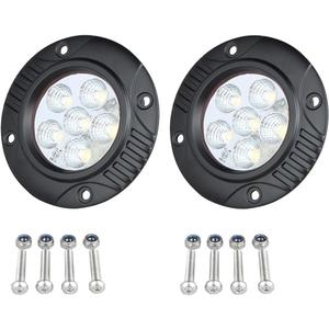 Lightronic 3.5" Round Flush-Mount Off-road LED Pods Light, 6000K Cool-White, Wide Flood Beam, Reverse & Backup Light for Jeep, Truck, UTV, ATV, IP68 Waterproof/Shockproof, 12V/24V, 2-Pack