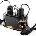 REPTI ZOO Nano Combo Print Tropical Desert Reptile Dual Deep Dome Lamp Fixture for Reptile Max 40 Watts Max Bulb Height 4 in Per Socket UVB Light Fixture Dual Lamp Cap Combo Integration Design