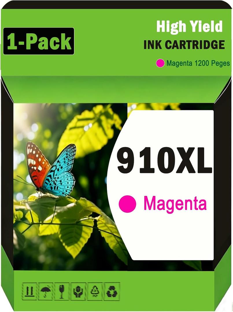 910XL Ink Cartridges Use for Printers OfficeJet Pro 8010e 8015e 8020e 8024e 8025e 8028e 8035e 3JB41AN (LP-910XL Magenta)