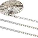 CHGCRAFT 2.5 Yards Hot Fix Pyramid Nailhead Trim 304 Stainless Steel Silver Iron-on Convex Pyramid Nailhead Trim with PU Leather Base for Decoration