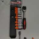 Egofine 12pcs 1/4 Inch Mini Ratchet Socket Wrench Set, Drive Socket Set with 10 Sockets (4-13mm) and 2 Way Quick Released Ratchet Handle and Extension Bar