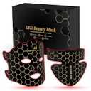 Yahi Red Light Photon Facial & Neck Mask with Remote Control, 7 Custom Modes with Infrared, Portable & Rechargeable with Timer for Home Use, 175 High-Density Light Beads, Black