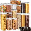 MR.SIGA 16 Pack Airtight Food Storage Container Set, BPA Free Kitchen Pantry Organization, Kitchen Canisters for Cereal, Spaghetti, includes 24 Reusable Sticker Labels