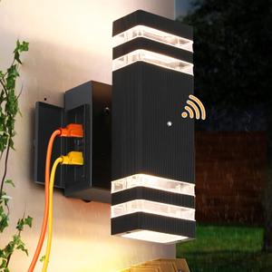 Porch Lights with GFCI Outlet, Dusk to Dawn Outdoor Lights with Outlet, IP65 Waterproof Anti-Rust Exterior Light Fixture Outside Wall Sconce for House Porch Garage Front Door
