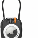 Compatible with Apple AirTag Secure Lock with Wire Cable, 3-Digit Combination Luggage Locks, Alloy Body Ultra Durable Anti-Lost Protective Case for Luggage, Bags, Suitcase, and Backpacks (BLACK)