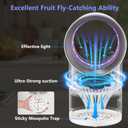 Fruit Fly Trap for Indoors, White Bug Zapper Indoor with Suction & Timer | Uv Light Lures Fruit Flies/Gnats, Timer 6/12hrs, Plug in Fly Trap with Suction, Kid & Pet Applicable, Low Noise, 10 refills