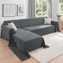 CAPALOCA Sectional Couch Covers 2 Pieces, Chenille L Shaped Couch Cover Blanket for Sectional Sofa with Herringbone Pattern Washable Sofa Slipcovers (XXX-Large: 71" x 118" + 91" x 134", Dark Gray)