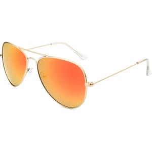 livho Sunglasses for Men Women Aviator Polarized Metal Mirror UV 400 Lens Protection (Gold Orange)