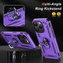 3 x IKAZZ for iPhone 13 Pro Max Case 6.7 Inch with Screen Protector,Military Grade Shockproof Heavy Duty Protective Phone Cover Pass 16ft Drop Test with Magnetic Kickstand Car Holder,Purple