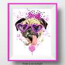 7Dots Art. Fun Popcorn, Donuts and Lollipops Dogs. Watercolor Art Print, Poster 8"x10" on Fine Art Thick Watercolor Paper for Living Room, Bedroom, Bathroom. Funny Wall Art Decor. (Pug dog2)