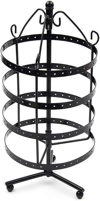 YAZILIND Rotary Jewelry Display Stand Earring Necklace Organiser Metal Jewelry Holder Rack(Black)