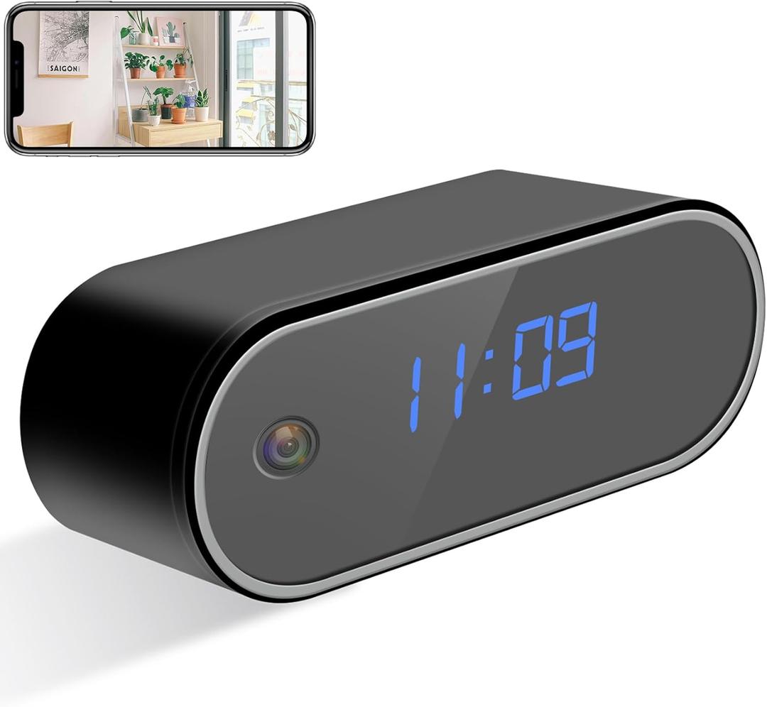 Hidden Camera Detector with Clock HD 1080P WiFi Nanny Cam Wireless Camera Night Vision& Motion Detertor for Indoor Security