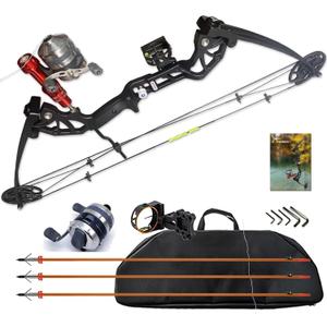 Bowfishing Bow Kit with Arrow Ready to Shoot Right Handed 15-45 LBS Draw Length 18"-29.5" Adjustable,Axle-to-Axle: 34.2",Complete Compound Bow Fishing Kit 2024 New
