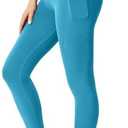 Gefyvcf Womens Seamless Leggings 28" Inseam with Pockets Buttery Soft High Waisted Tummy Control Full Length Yoga Pants Size S