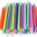 700 Pcs Multi Colors Jumbo Smoothie Straw Disposable Milkshake Straws Jumbo, Bubble Tea Straws For Cakes, Disposable Smoothie Straw Individually Wrapped (0.43" Wide X 9.84" Long)