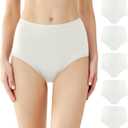 BATTEWA Incontinence Underwear for Women Washable, Leak Proof Underwear High Waist Cotton,Bladder Leakage 50ML (5White,Small, 5 Pack)